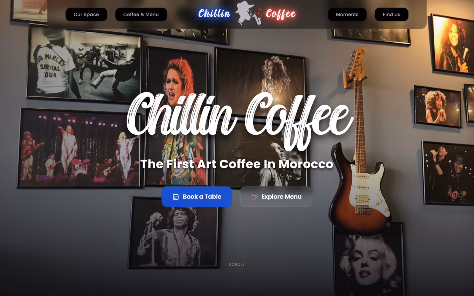 Chillin Coffee & Lounge homepage on desktop