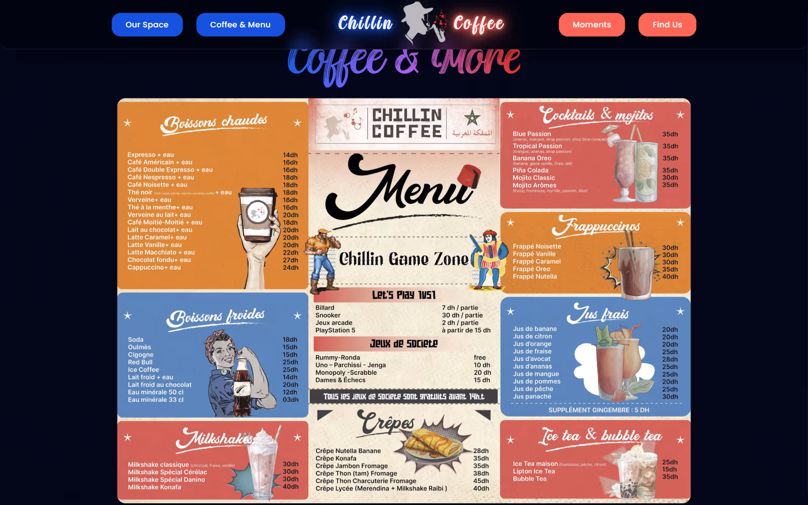 Chillin Coffee & Lounge further down the page on desktop