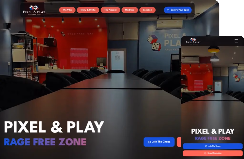 Pixel & Play Gaming Café website
