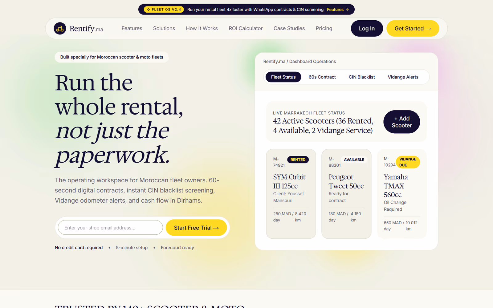 Rentify.ma homepage on desktop