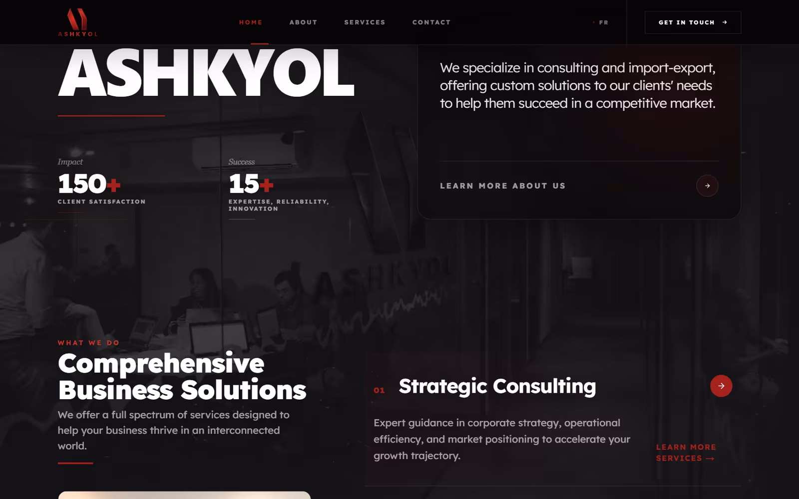 ASHKYOL Corporate Consulting page section on desktop
