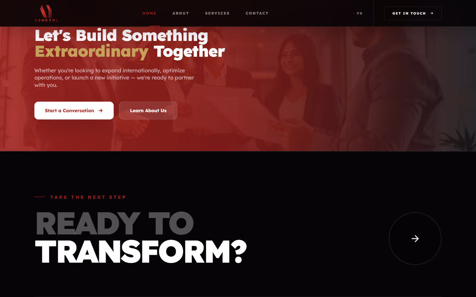 ASHKYOL Corporate Consulting further down the page on desktop