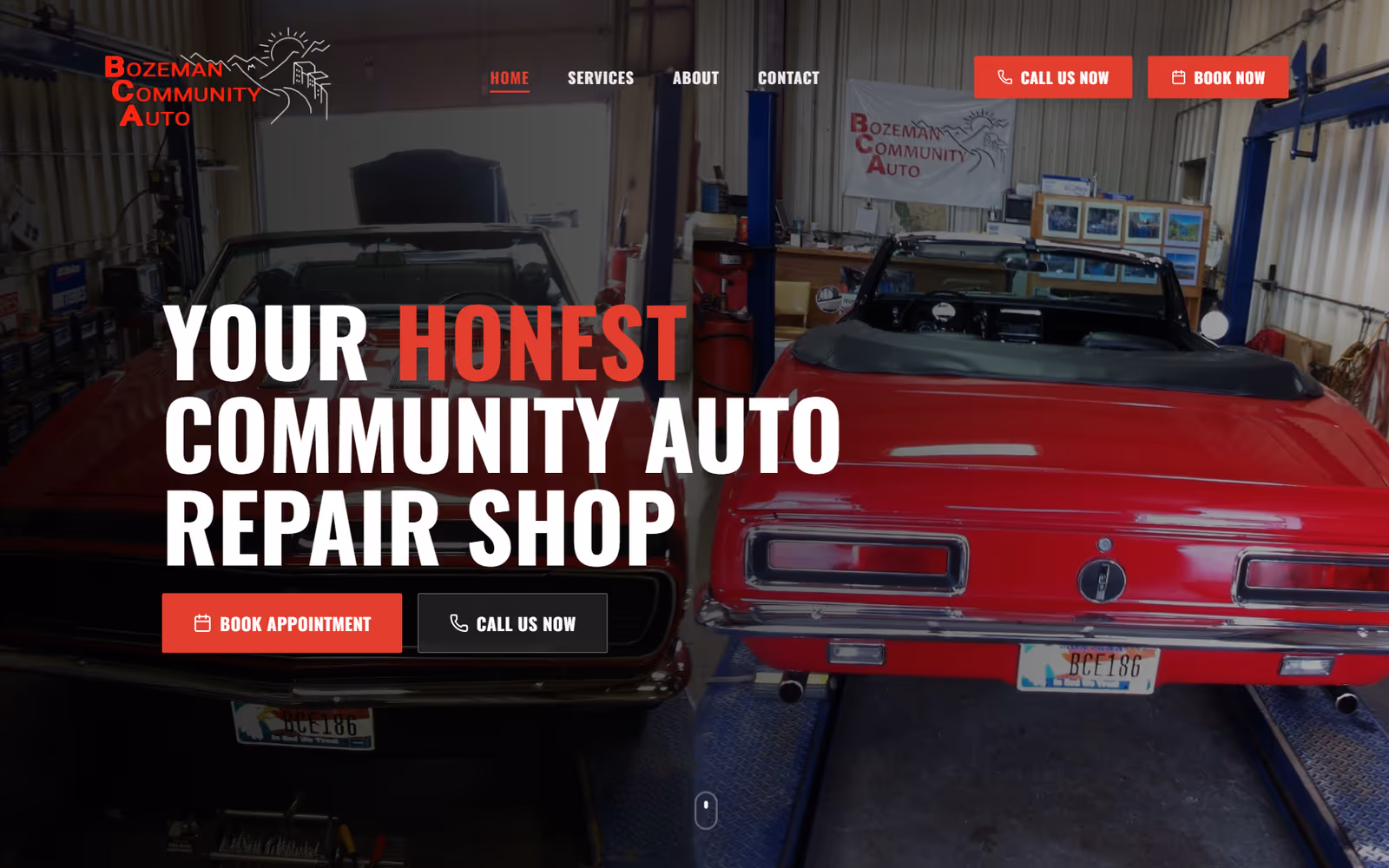 Bozeman Community Auto Repair homepage on desktop