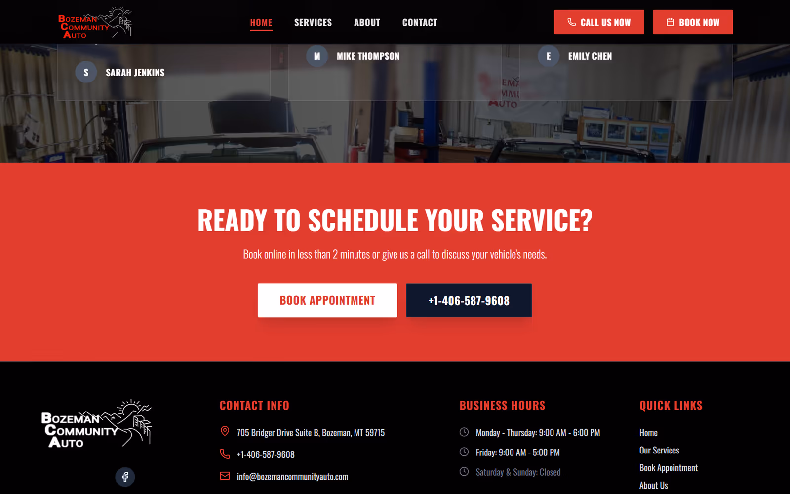 Bozeman Community Auto Repair further down the page on desktop