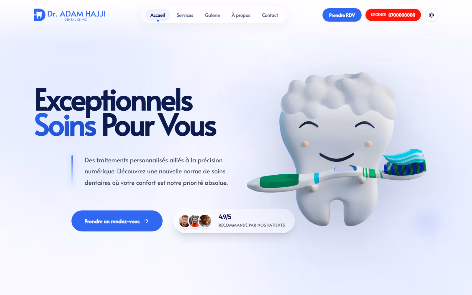 Cabinet Dentaire Dr. Hajji homepage on desktop