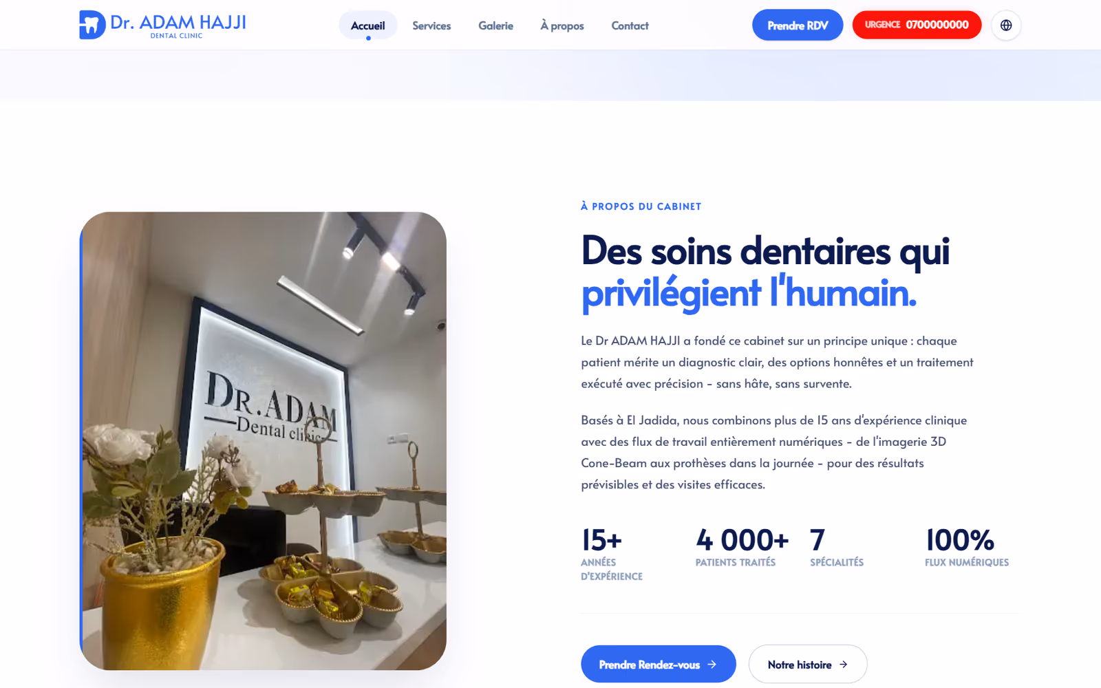 Cabinet Dentaire Dr. Hajji page section on desktop