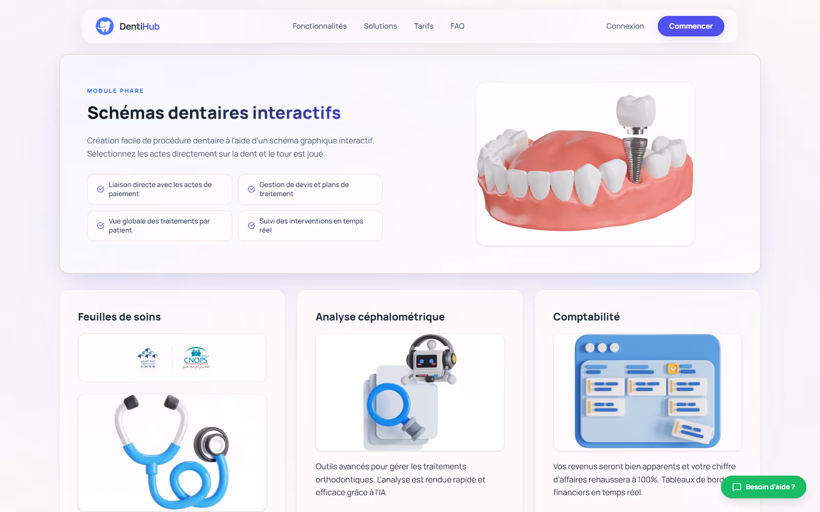 DentiHub page section on desktop
