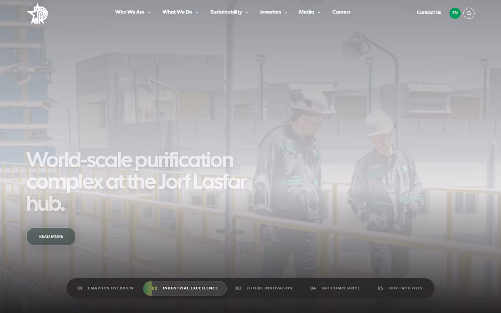 EMAPHOS Corporate homepage on desktop