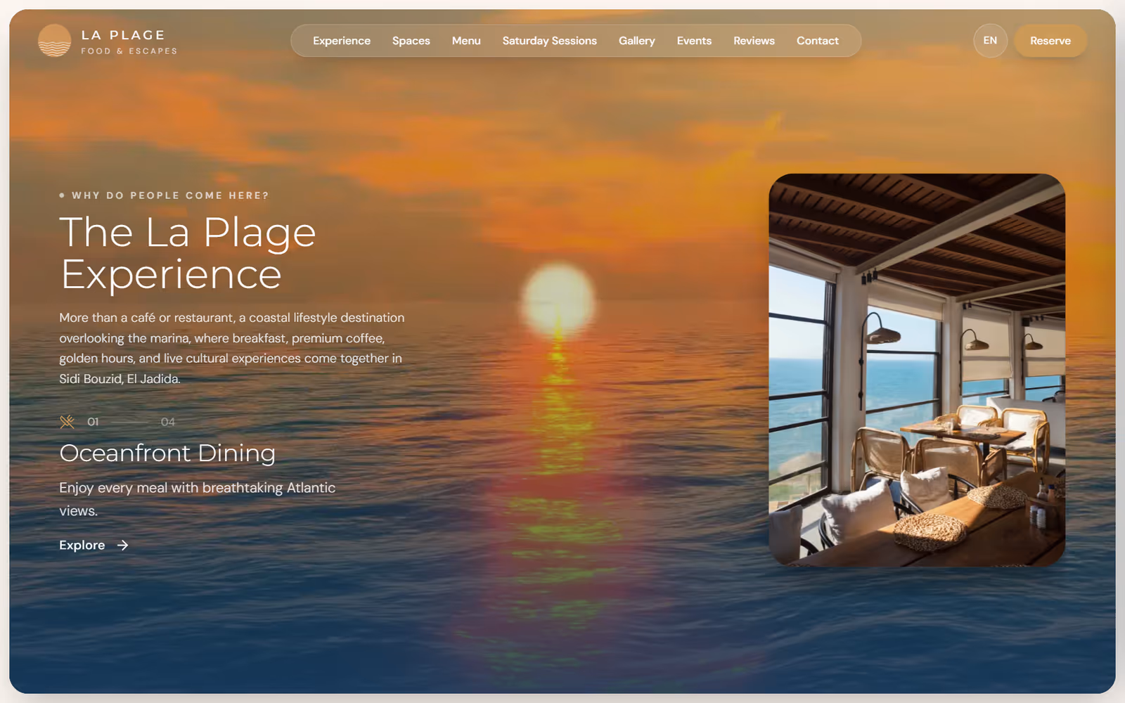 La Plage Seaside Café further down the page on desktop