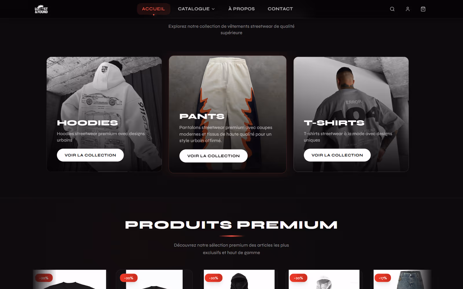 Lost & Found Store page section on desktop