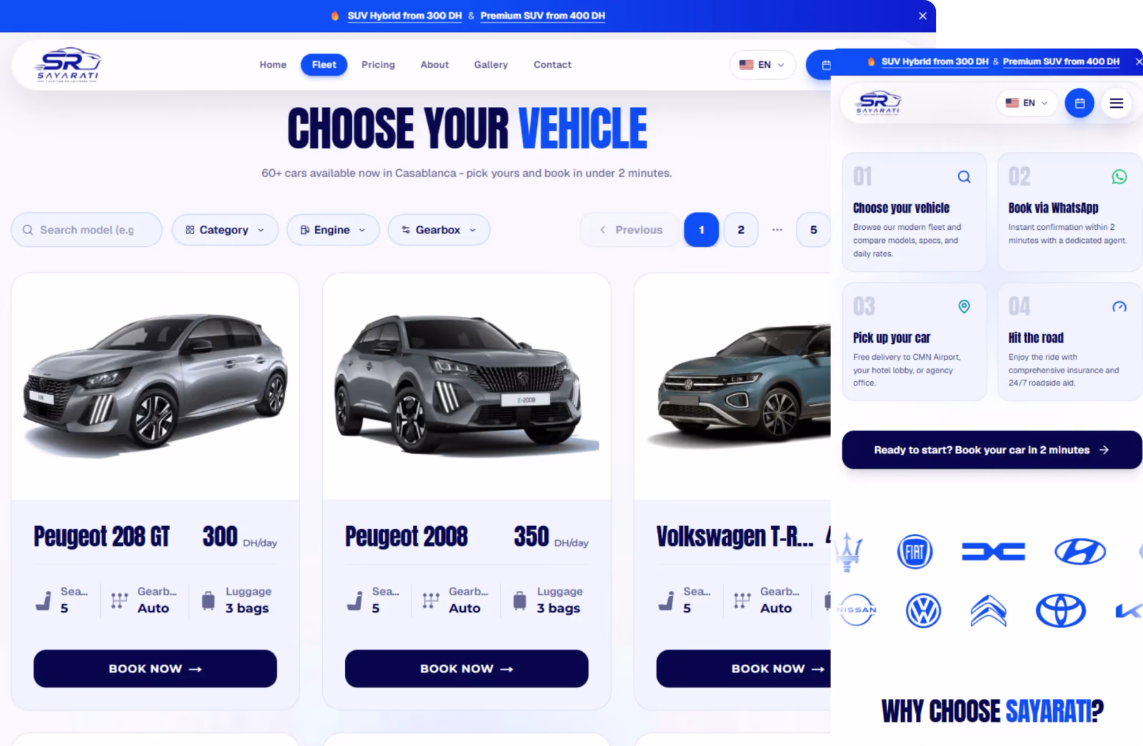 Sayarati Rental website