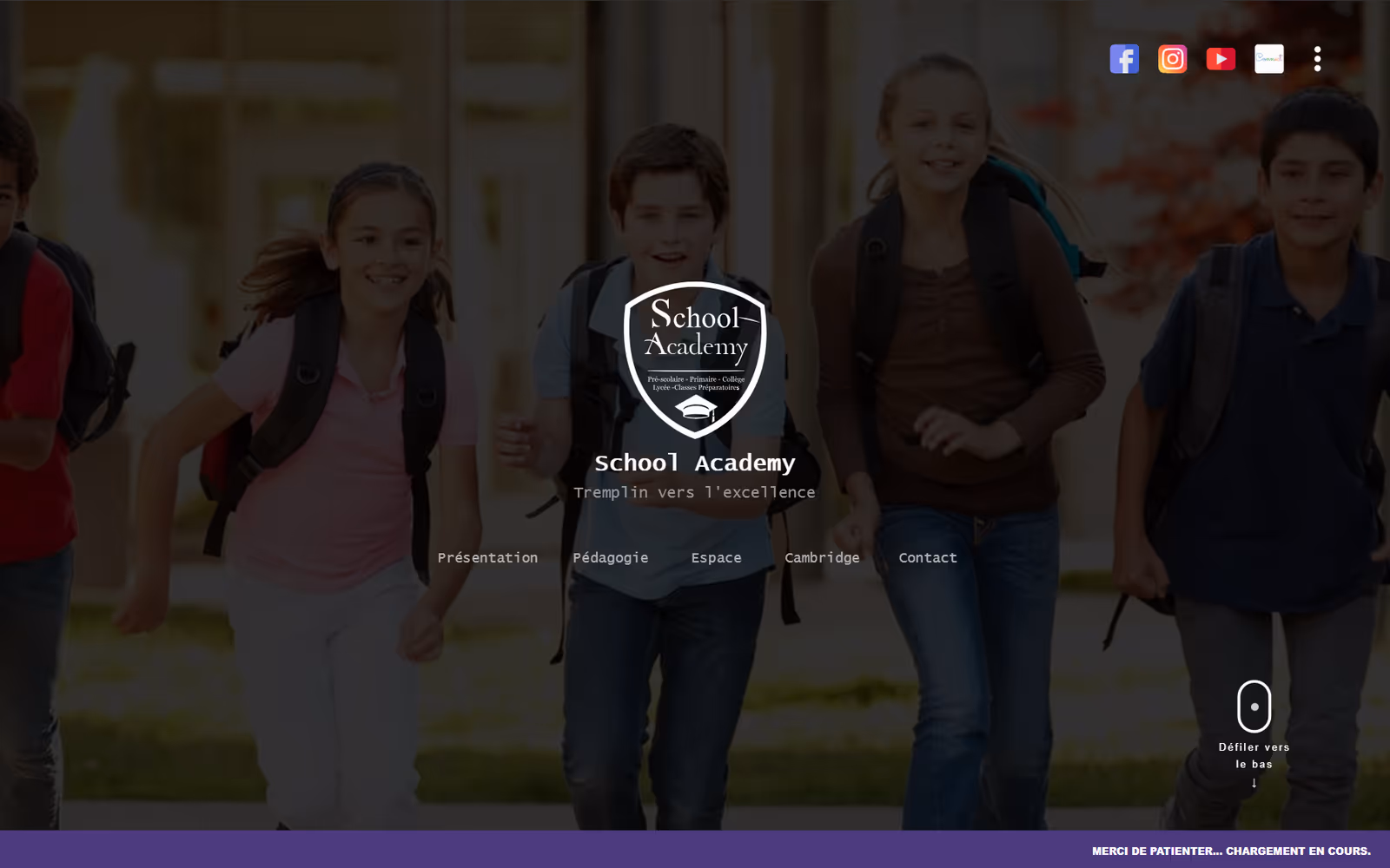 School Academy homepage on desktop