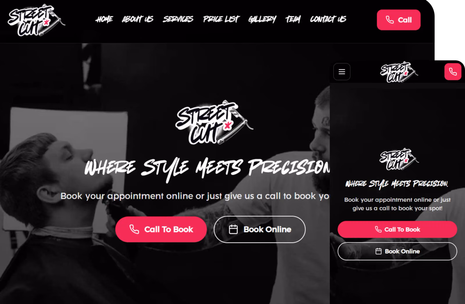 StreetCut Barbershop website