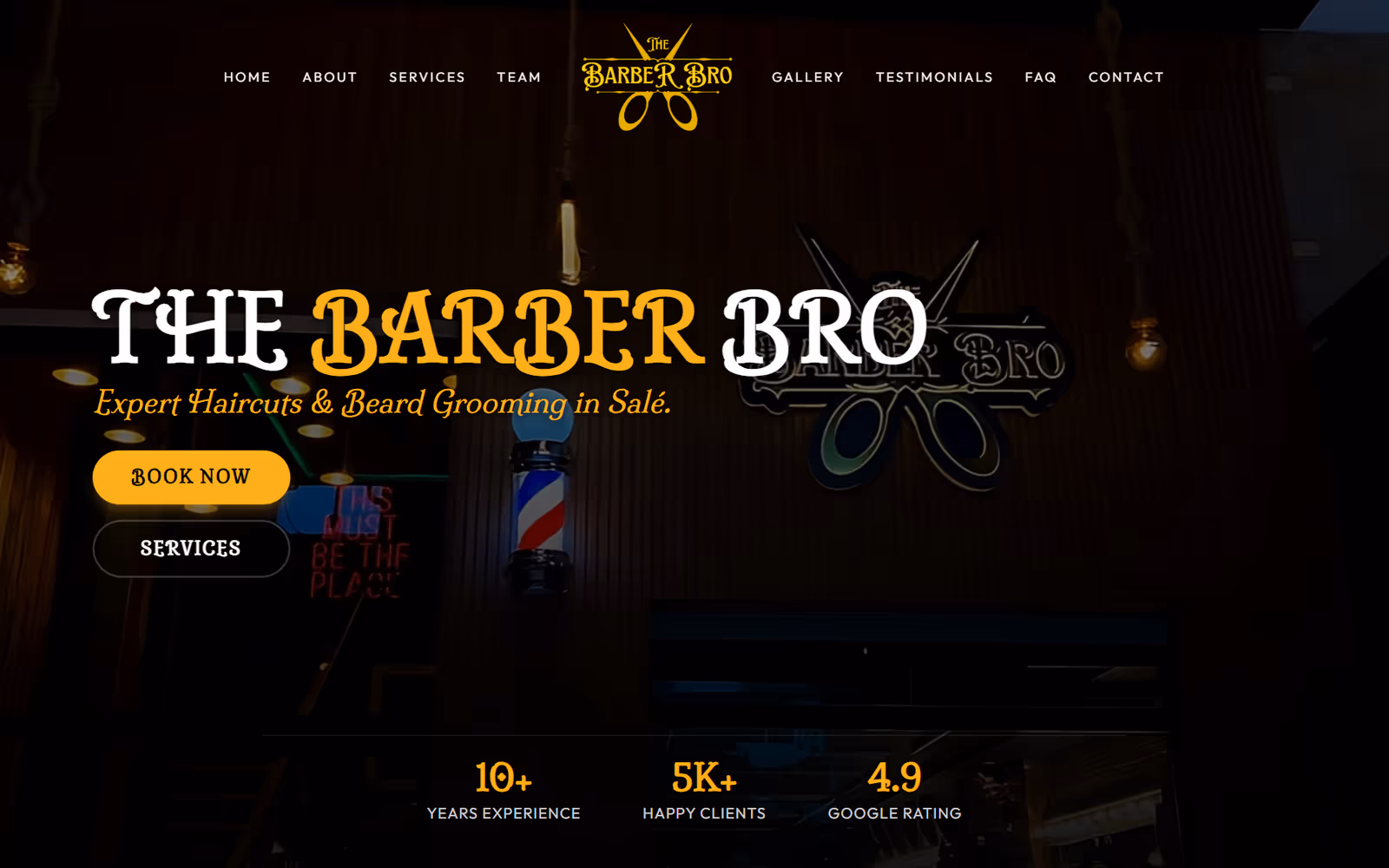 The Barber Bro homepage on desktop