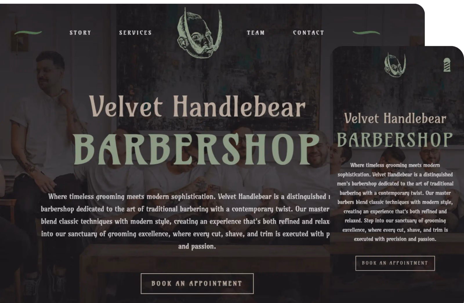 Velvet Handlebear Barbershop website