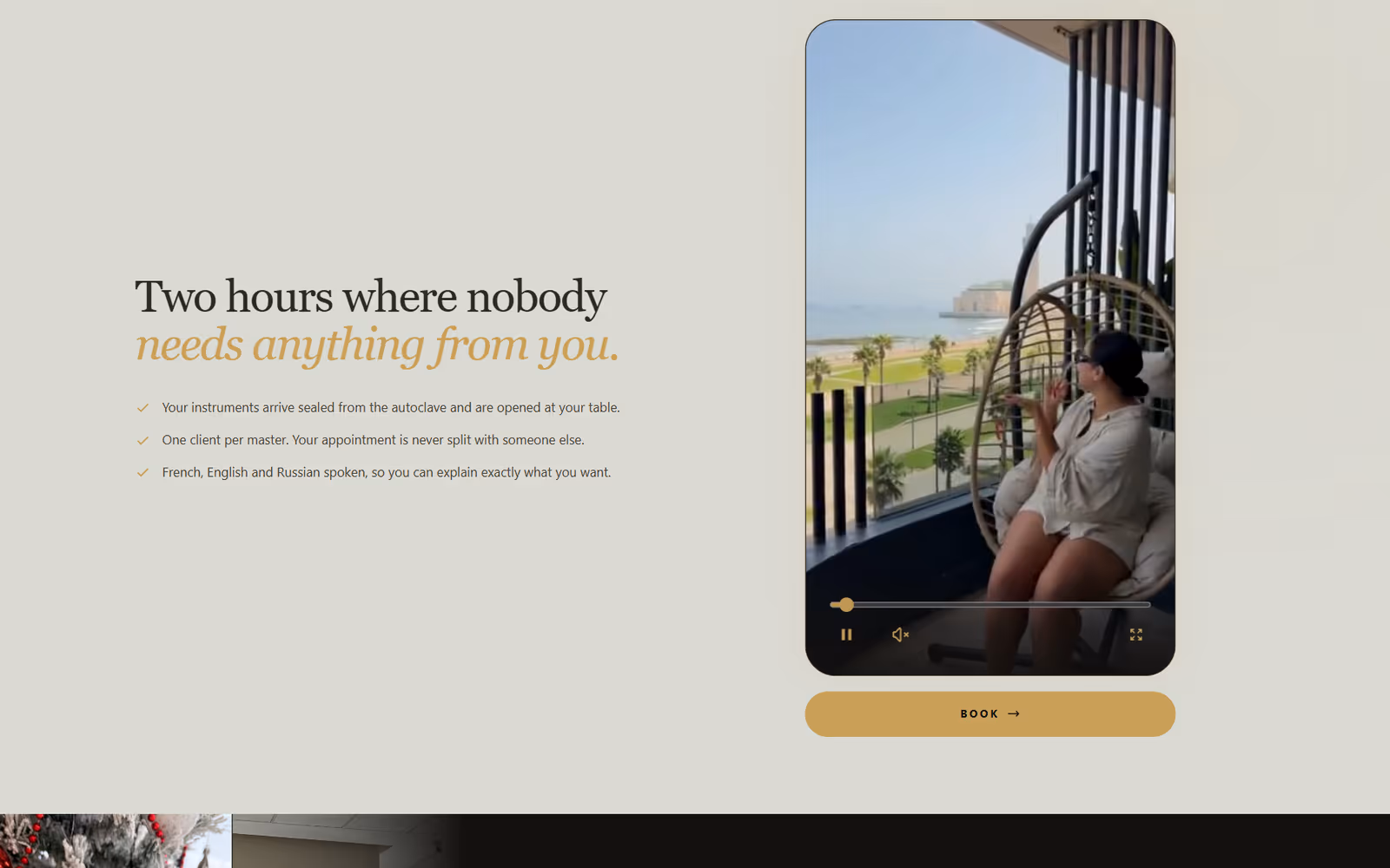 Vladimir Beauty Studio page section on desktop